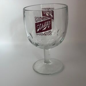 🍻 Vintage Schlitz Beer Stemmed Bar Glass – Retro Red & White Logo – Mid-Century
